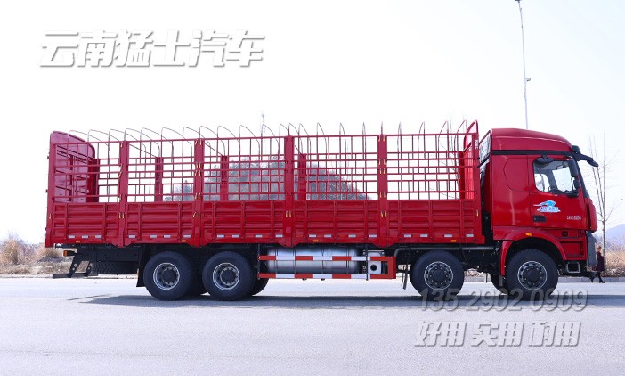 仓栅式运输车,四桥仓栅车,仓栏高栏货车,前四后八仓栏车,仓栏车出口,9.6米花栏车